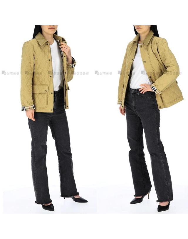 버버리 버버리 B 로고패치 8097996 W WW TAL 8 4 507 버버리 여성 퀼팅 자켓 착용컷