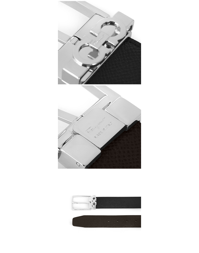 살바토레 페라가모 페라가모 67 A037 0708206 (67A037 708206) 간치니 양면 벨트 착용컷