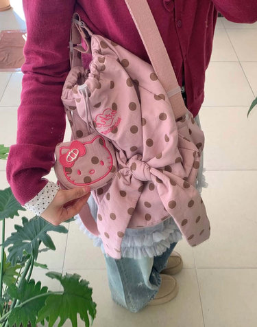 [Hello Kitty x athe] 르봉 도트 핑크 백팩 겸 숄더백S