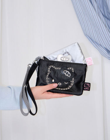 [Hello Kitty x athe] 스터드 블랙 르봉 파우치