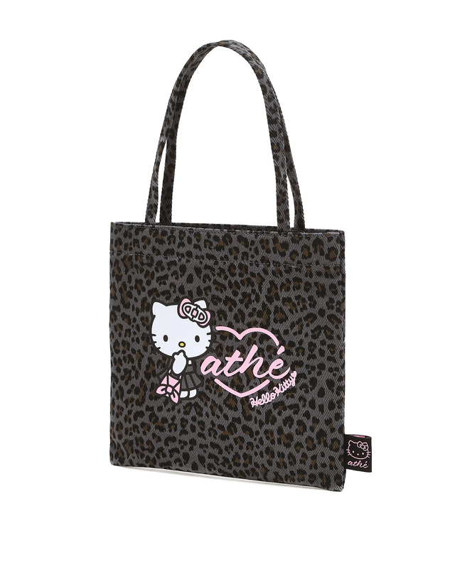 아떼 바네사브루노 액세사리 [Hello Kitty x athe] 레오파드 그레이 토트백 S 진한 그레이 착용컷