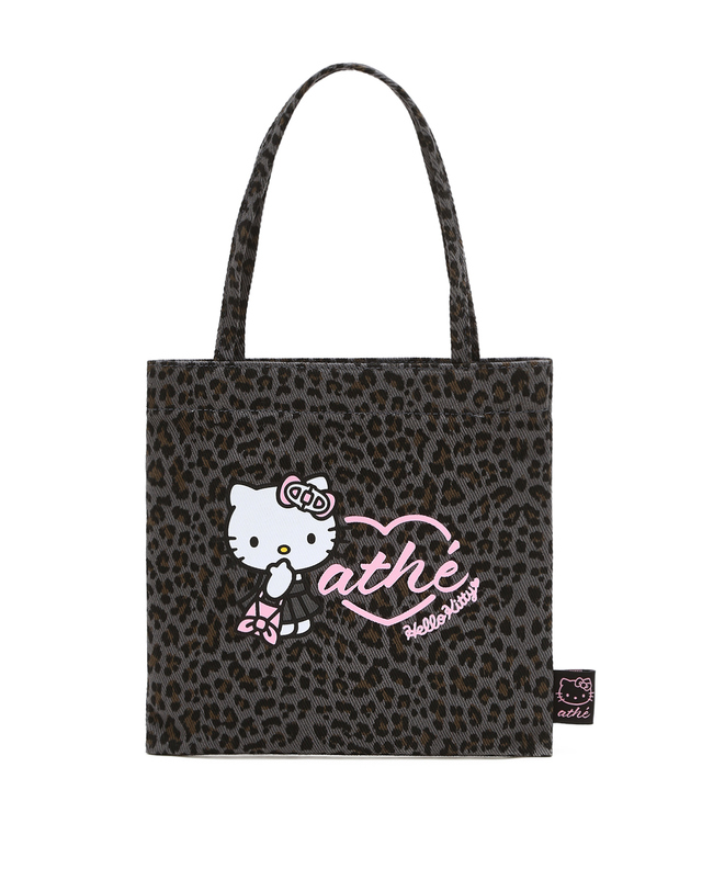 아떼 바네사브루노 액세사리 [Hello Kitty x athe] 레오파드 그레이 토트백 S 진한 그레이 착용컷