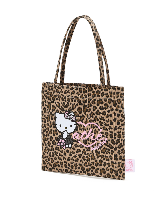 아떼 바네사브루노 액세사리 [Hello Kitty x athe] 레오파드 브라운 토트백 S 착용컷