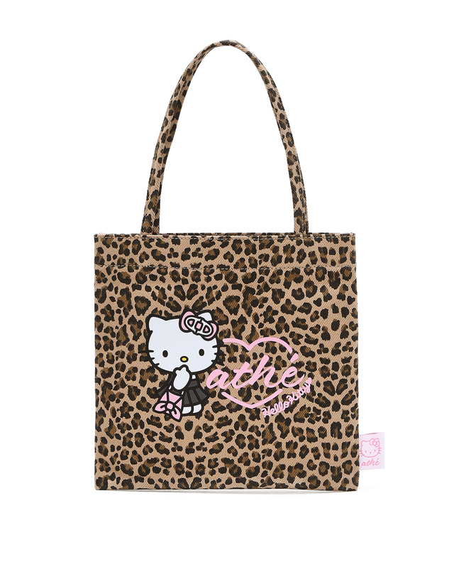 아떼 바네사브루노 액세사리 [Hello Kitty x athe] 레오파드 브라운 토트백 S 착용컷