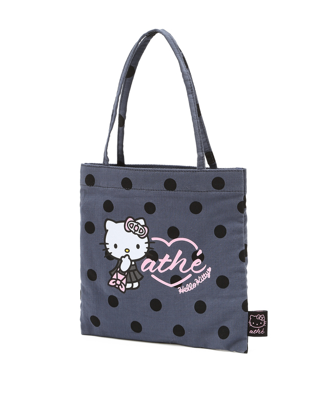 아떼 바네사브루노 액세사리 [Hello Kitty x athe] 도트 그레이 토트백 S 진한 그레이 착용컷