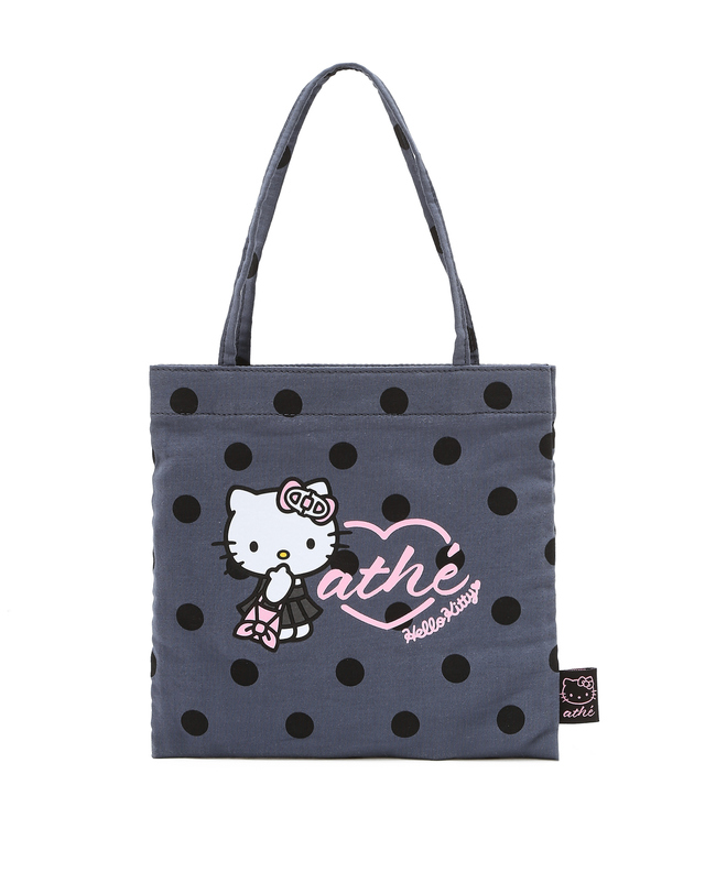 아떼 바네사브루노 액세사리 [Hello Kitty x athe] 도트 그레이 토트백 S 진한 그레이 착용컷
