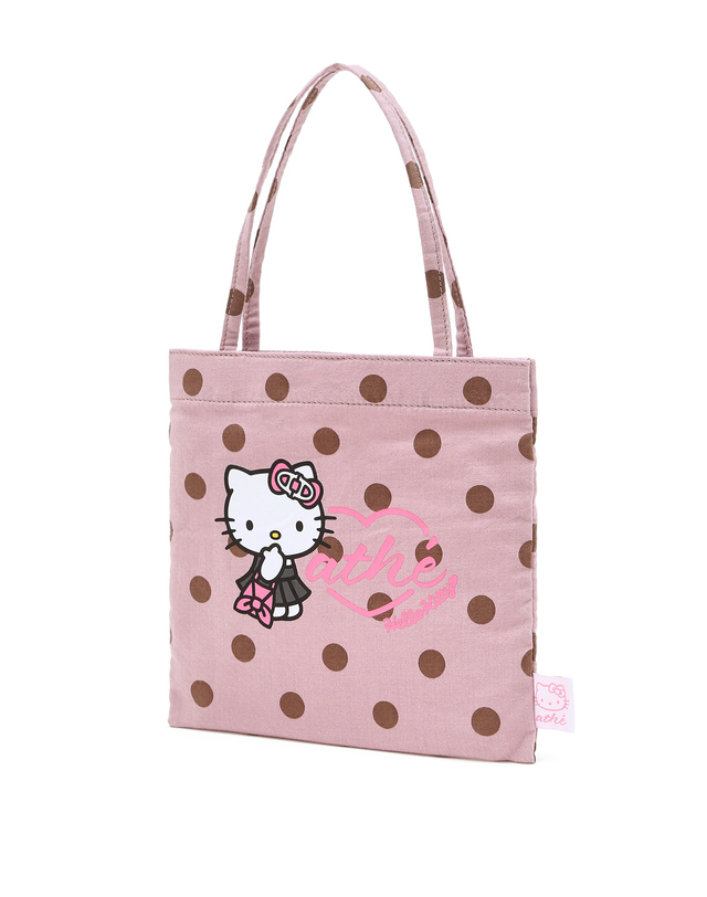 아떼 바네사브루노 액세사리 [Hello Kitty x athe] 도트 핑크 토트백 S 착용컷