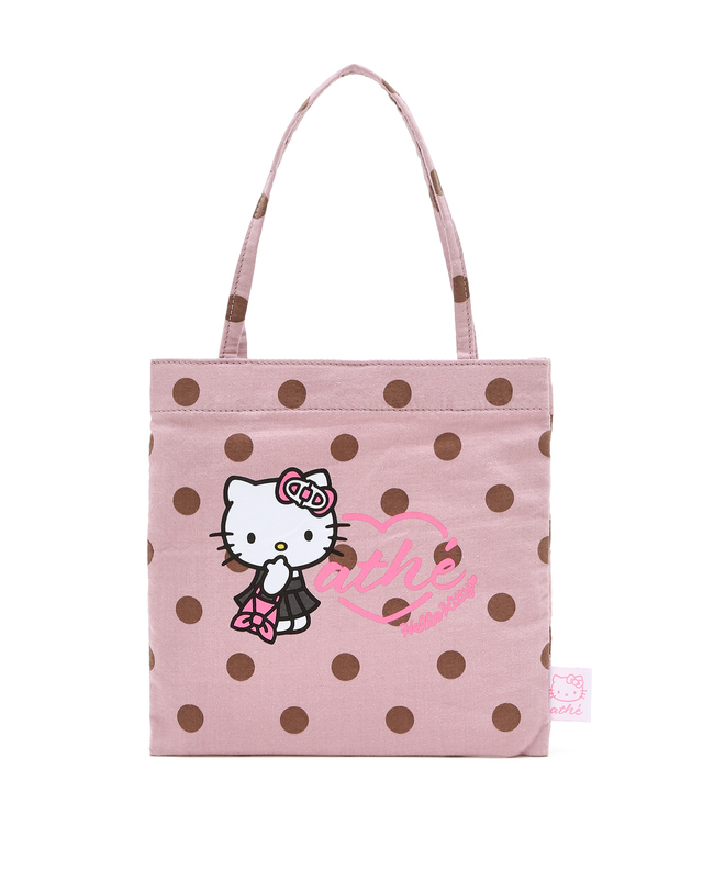 아떼 바네사브루노 액세사리 [Hello Kitty x athe] 도트 핑크 토트백 S 착용컷