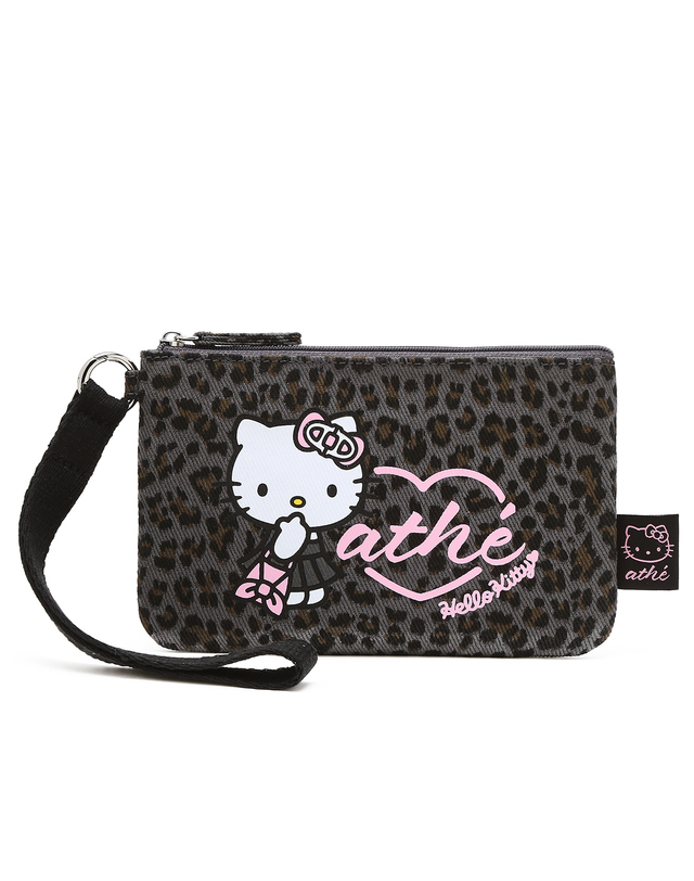 아떼 바네사브루노 액세사리 [Hello Kitty x athe] 레오파드 그레이 르봉 파우치 진한 그레이 착용컷