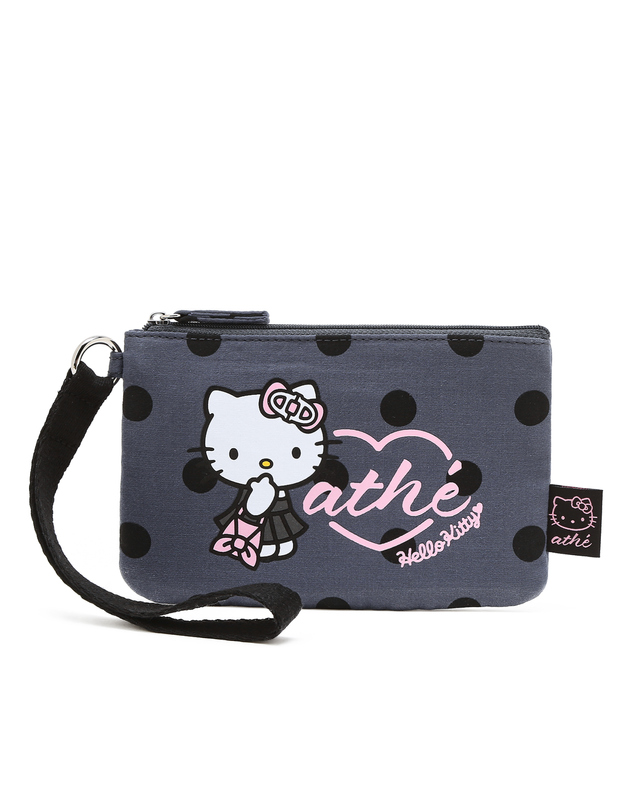 아떼 바네사브루노 액세사리 [Hello Kitty x athe] 도트 그레이 르봉 파우치 진한 그레이 착용컷