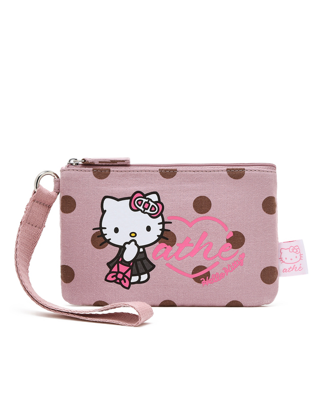 아떼 바네사브루노 액세사리 [Hello Kitty x athe] 도트 핑크 르봉 파우치 착용컷