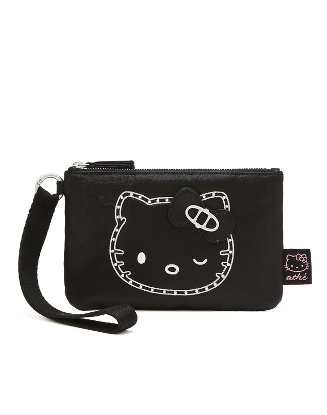 아떼 바네사브루노 액세사리 [Hello Kitty x athe] 스터드 블랙 르봉 파우치 착용컷