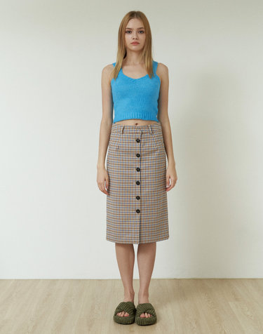 Blue & Brown Check Skirt