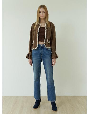 Brown Tweed Check Jacket Blouse