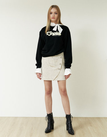 Ivory Tweed Check Skirt