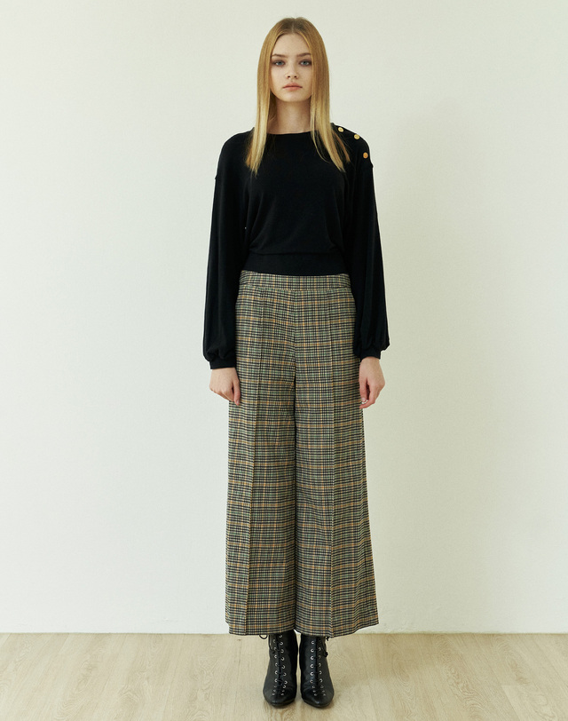이제이노리 Check Wide Pants 착용컷