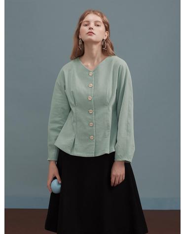 Mint Corduroy V-neck Blouse 민트 코듀로이 브이넥 블라우스