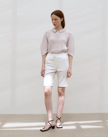 White Cotton Bermuda Pants