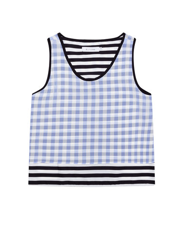 Lavender & Black Check Sleeveless Blouse