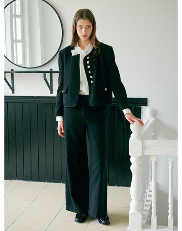Semi Wide Black Tweed Pants 세미 와이드 블랙 트위드 팬츠