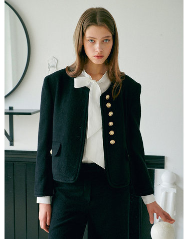 Gold Buttons Black Tweed Jacket 골드 버튼 블랙 트위드 자켓