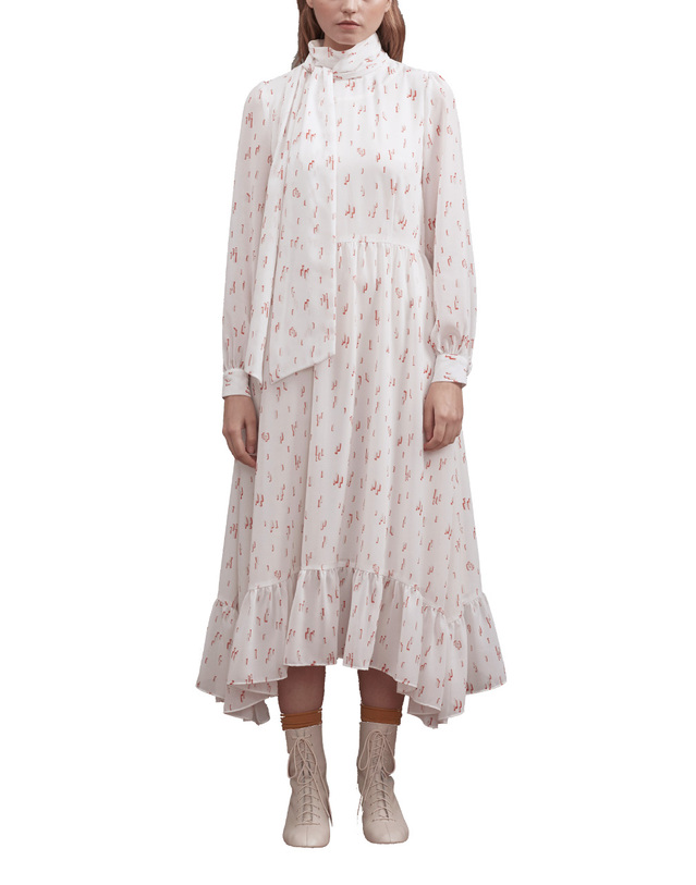 이제이노리 Printed Ivory Ribbon Long Dress 착용컷