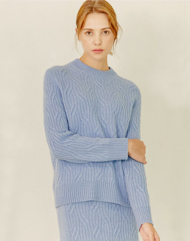 [캐시미어클라스] 100%캐시미어 청키 케이블 풀오버 니트 Chunky Cable Pullover(Lavender)