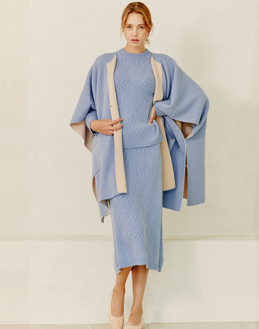 [캐시미어클라스] 100%캐시미어 청키 케이블 니트 스커트Chunky Cable Skirt(Lavender)
