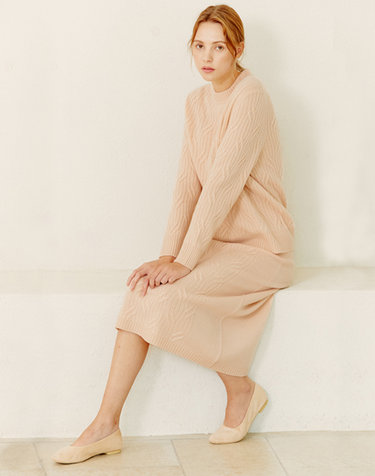 [캐시미어클라스] 100%캐시미어 청키 케이블 니트 스커트Chunky Cable Skirt(Skin)