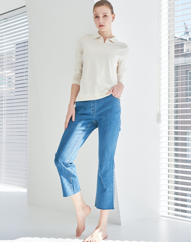캐시미어하우스 [Cashmere Class]오픈카라 풀오버 Open collor pullover 착용컷