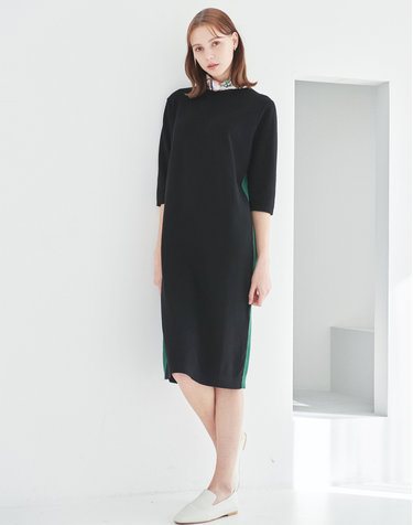 [Murray Allan]사이드 라인 컬러 포인트 드레스Side Line Color Point Dress(BK)