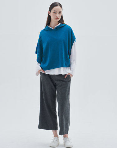 [Cashmere Class] 100%캐시미어 언발란스 후드 베스트Unbalance hoody vest(Sapphire)