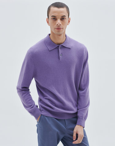 [Murray Allan] 100%캐시미어 A로고 셔츠 풀오버 A Logo collar shirt men pullover_Violet(VI)
