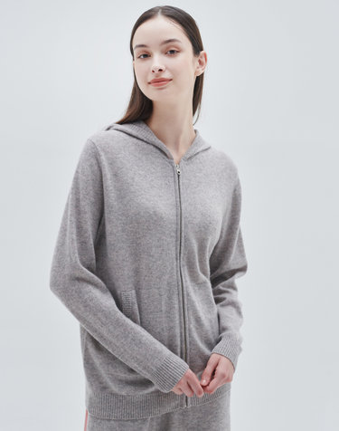 [Murray Allan] 100%캐시미어 투웨이 집업 후드 가디건Zip-up towway hoody cardigan(Pink beige)