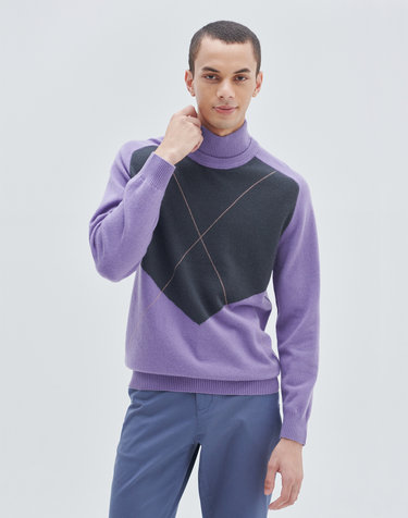 [Murray Allan] 100%캐시미어 컬러블록풀오버 Color block pullover_Violet(VI)