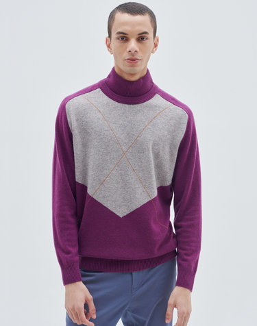 [Murray Allan] 100%캐시미어 컬러블록풀오버 Color block pullover_Bordeaux(BO)