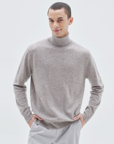 [Murray Allan] 100%캐시미어 헤링본터틀넥풀오버 Herringbone rollneck pullover_Pink beige(PE)