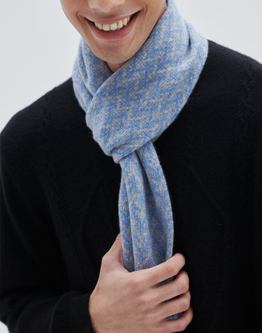 [Murray Allan] 100%캐시미어 모자이크 자갸드 쁘띠머플러Mosaic petite muffler( Light Grey)