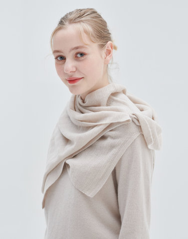 [Murray Allan] 100%캐시미어 와이드 버튼 넥워머 머플러 Wide button neck warmer(Sand Beige)