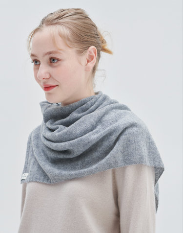 [Murray Allan] 100%캐시미어 와이드 버튼 넥워머 머플러 Wide button neck warmer (Melange Grey)