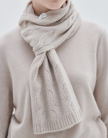 [Murray Allan] 100%캐시미어 빅 캐이블 쁘띠 머플러 Big cable petite muffler(Sand Beige)