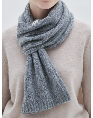 [Murray Allan] 100%캐시미어 빅 캐이블 쁘띠 머플러 Big cable petite muffler(Melange Grey)