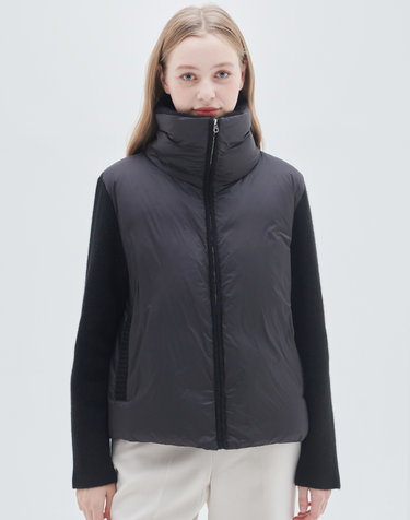 [Murray Allan]100% 캐시미어 와이드넥 구스 믹스 자켓 Wide neck goose mix jacket(Black)