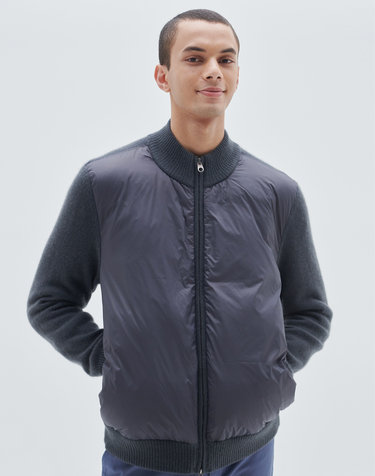 [Murray Allan]100%캐시미어 투웨이 집업 캐시미어 구스 패딩자켓Tow way Zip-up Mix the Goose Padding jacket(Cement)