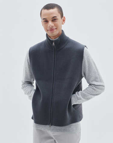 [Murray Allan]100% 캐시미어 투웨이 집업 캐시미어 구스 패딩 조끼 Tow way Zip-up Mix the Goose Vest_Cement(CE)