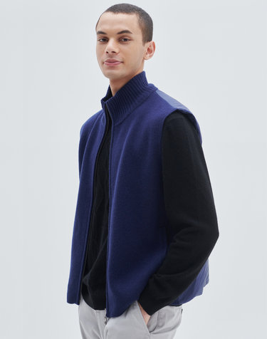 [Murray Allan]100% 캐시미어 투웨이 집업 캐시미어 구스 패딩 조끼 Tow way Zip-up Mix the Goose Vest_Navy(NA)