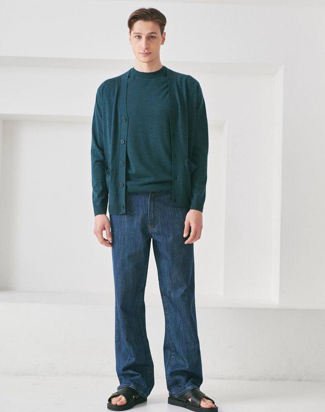 캐시미어하우스 [Murray Allan] 헤링본 카디건 Herringbone cardigan_KG 착용컷