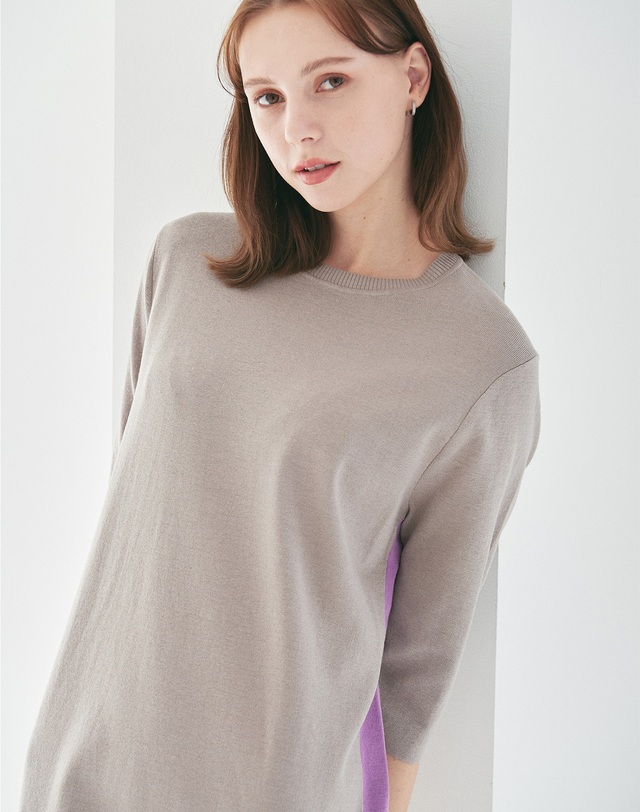 캐시미어하우스 [Murray Allan]사이드 라인 컬러 포인트 드레스Side Line Color Point Dress(MD) 착용컷