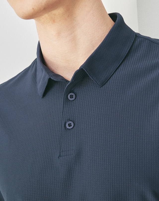 캐시미어하우스 [Murray Allan]쿨 텍스처 와플 셔츠Waffle Shirt (INDIGO) 착용컷