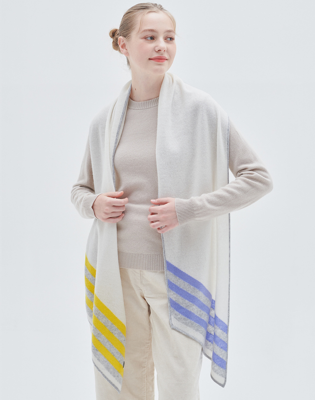 캐시미어하우스 [Murray Allan] 100%캐시미어 언발란스 캐시미어 머플러Unbalance muffler(Ivory) 아이보리 착용컷